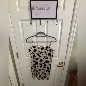 Cow print strapless,  mini bodycon dress